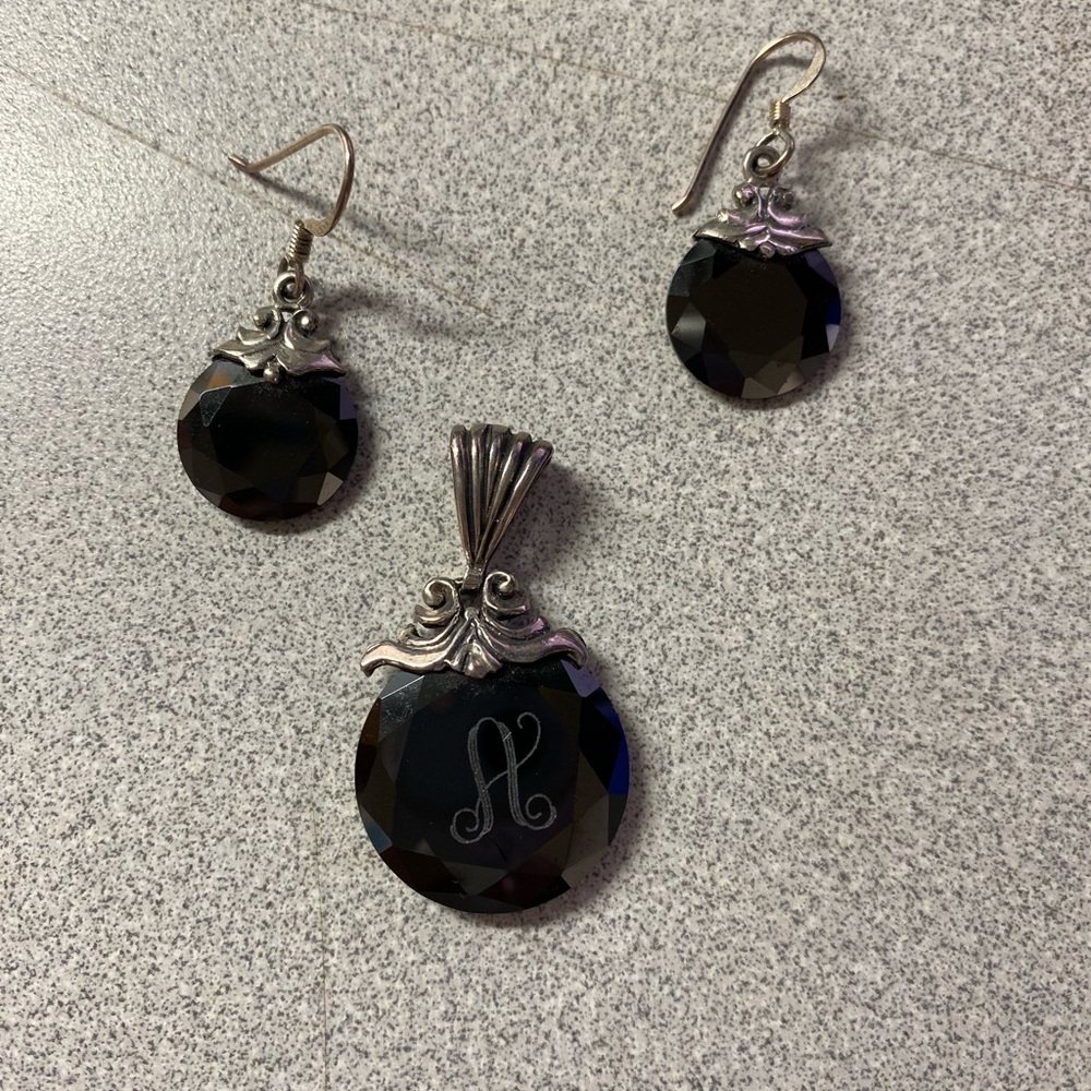 Earrings and necklace charm set